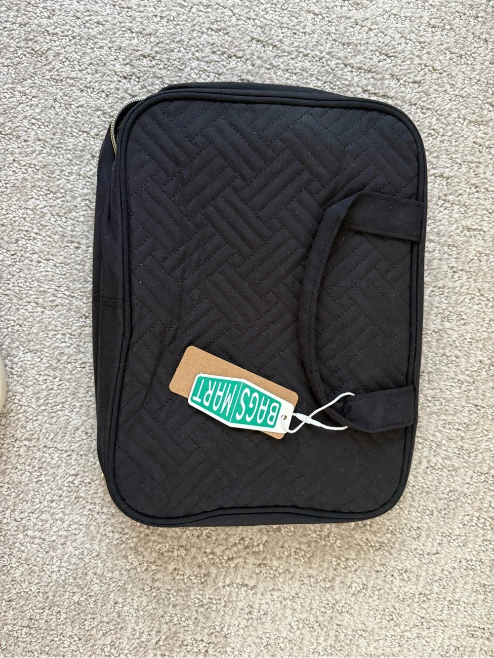 BAGSMART Black Quilted Cosmetic Travel Case with Gold Accents